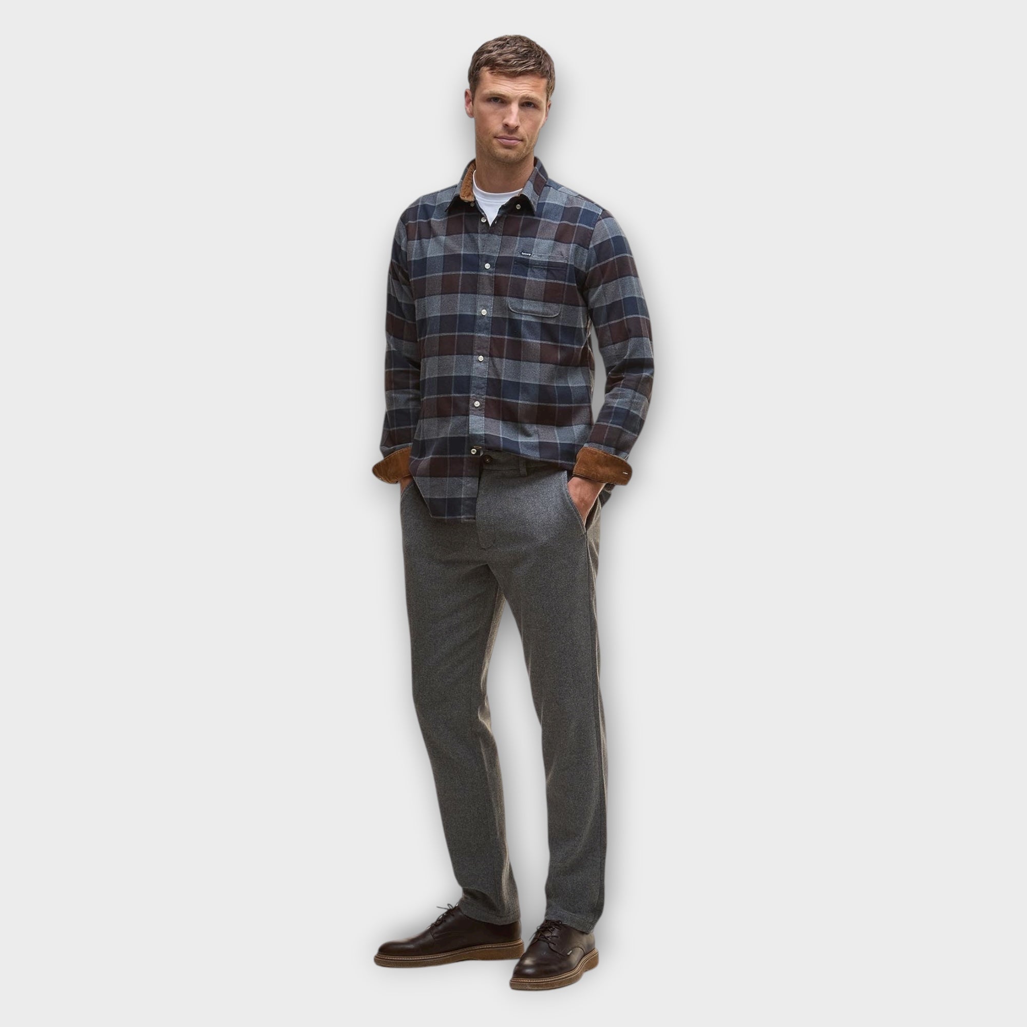 Barbour Valley Tailored Checked Skjorte I Dark Oak