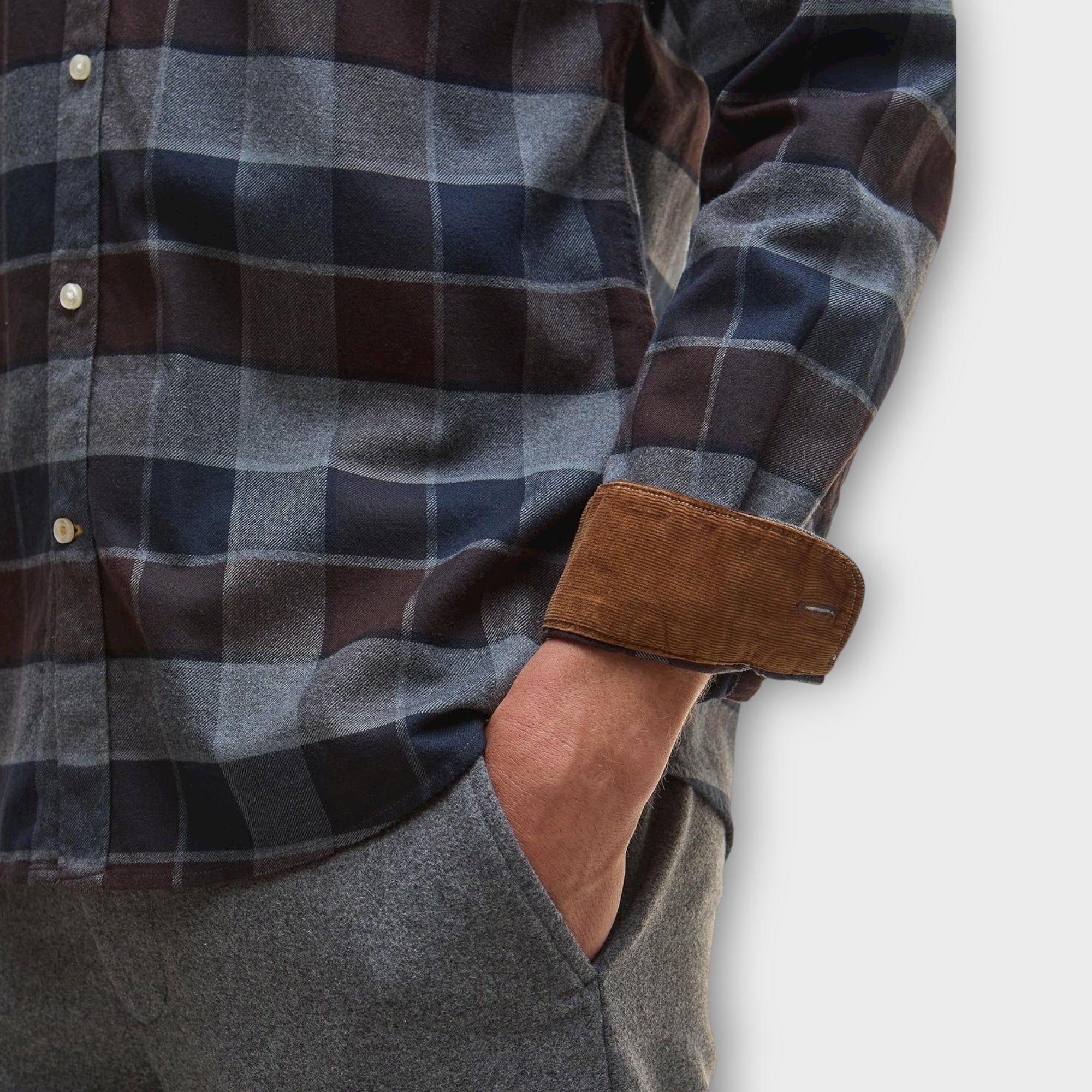 Barbour Valley Tailored Checked Skjorte I Dark Oak