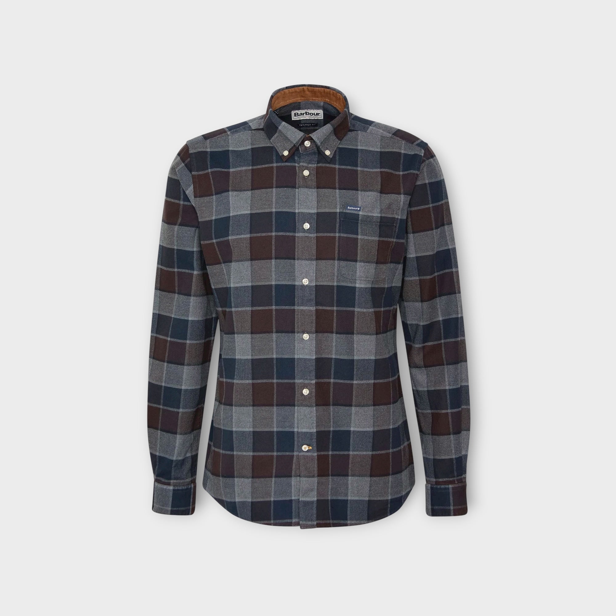Barbour Valley Tailored Checked Skjorte I Dark Oak
