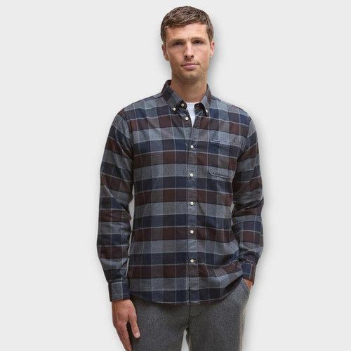 Barbour Valley Tailored Checked Skjorte I Dark Oak