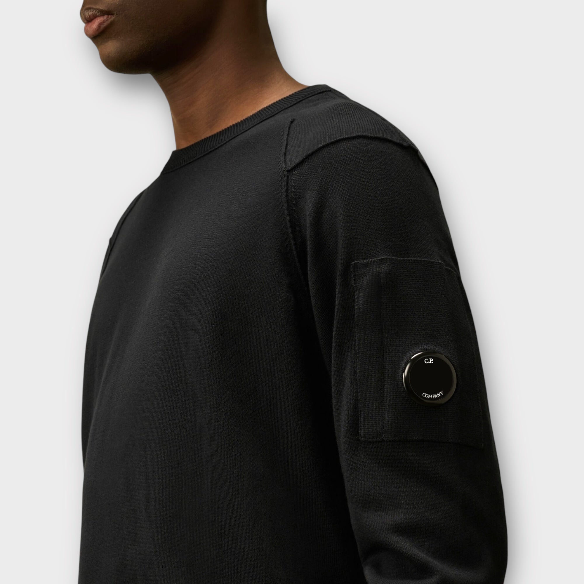 C.P. Company Sea Island Crewneck Lens Strik I 999 Sort