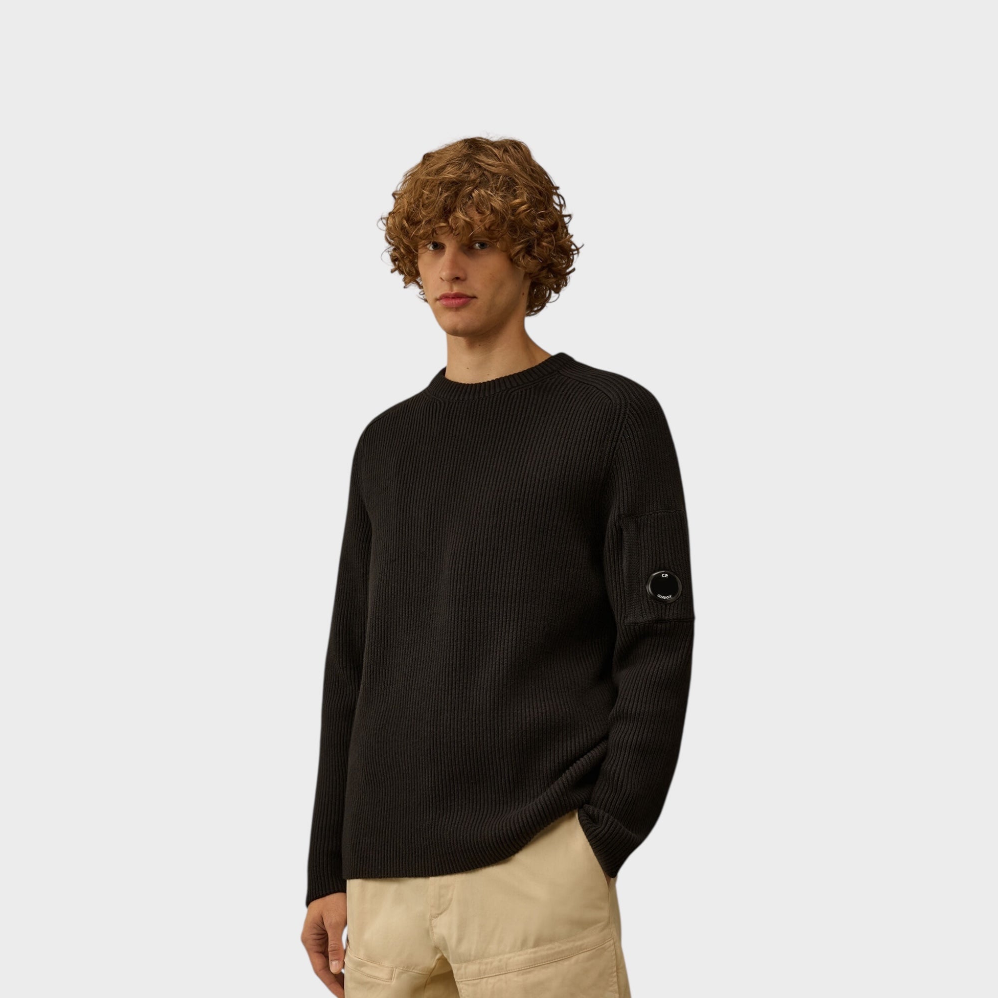 C. P. Company Full Rib Crewneck Lens Sweater I Sort