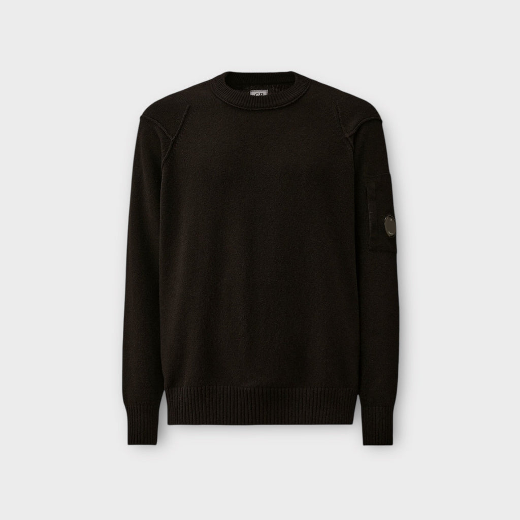 C.P. Company Lambswool GRS Lens Crewneck I Sort