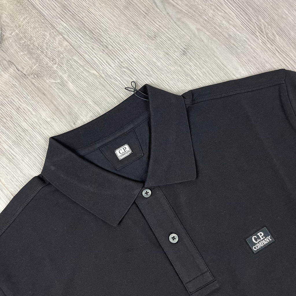 CP Company Piquet Polo Shirt - Black -Usfansport