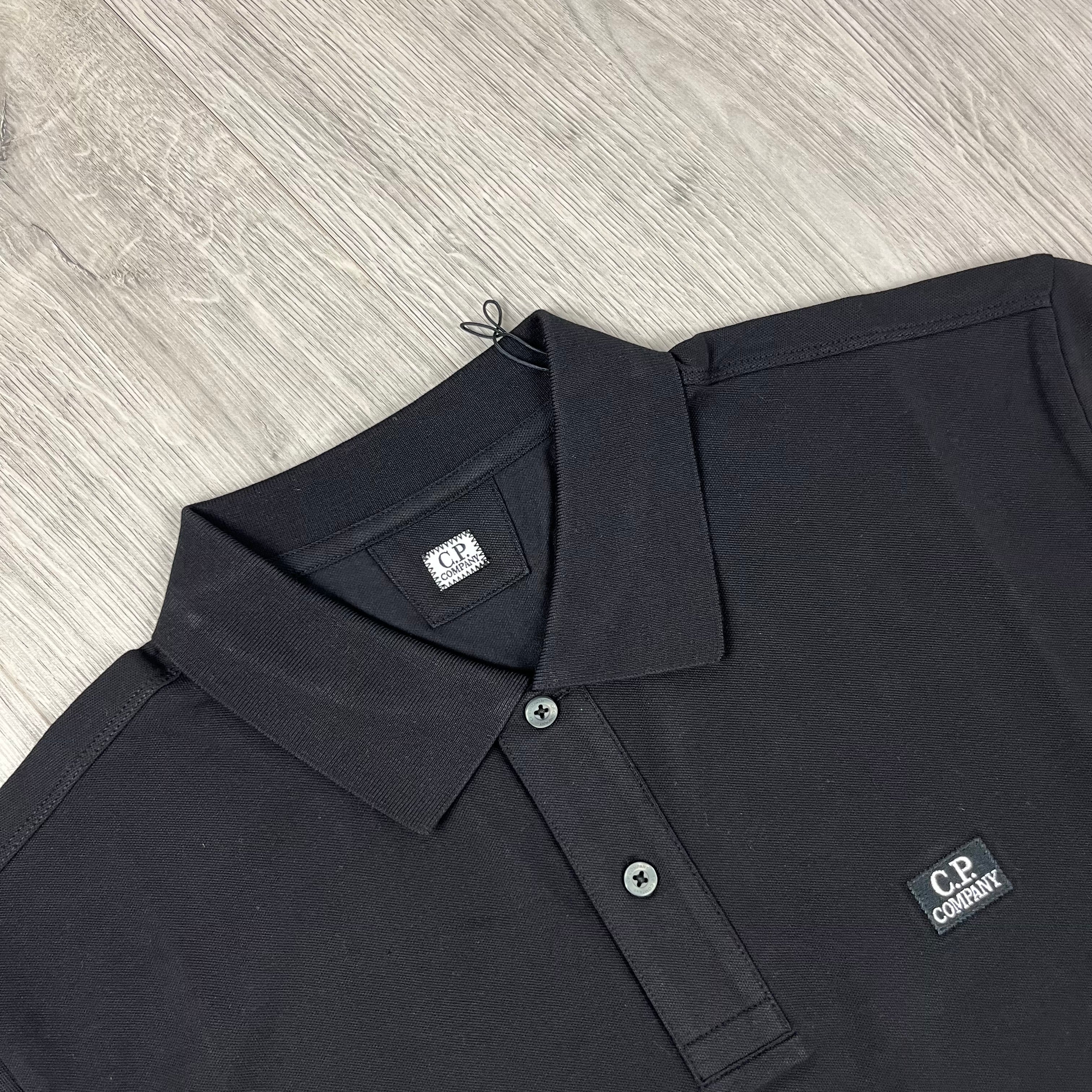 CP Company Piquet Polo Shirt - Black -Usfansport