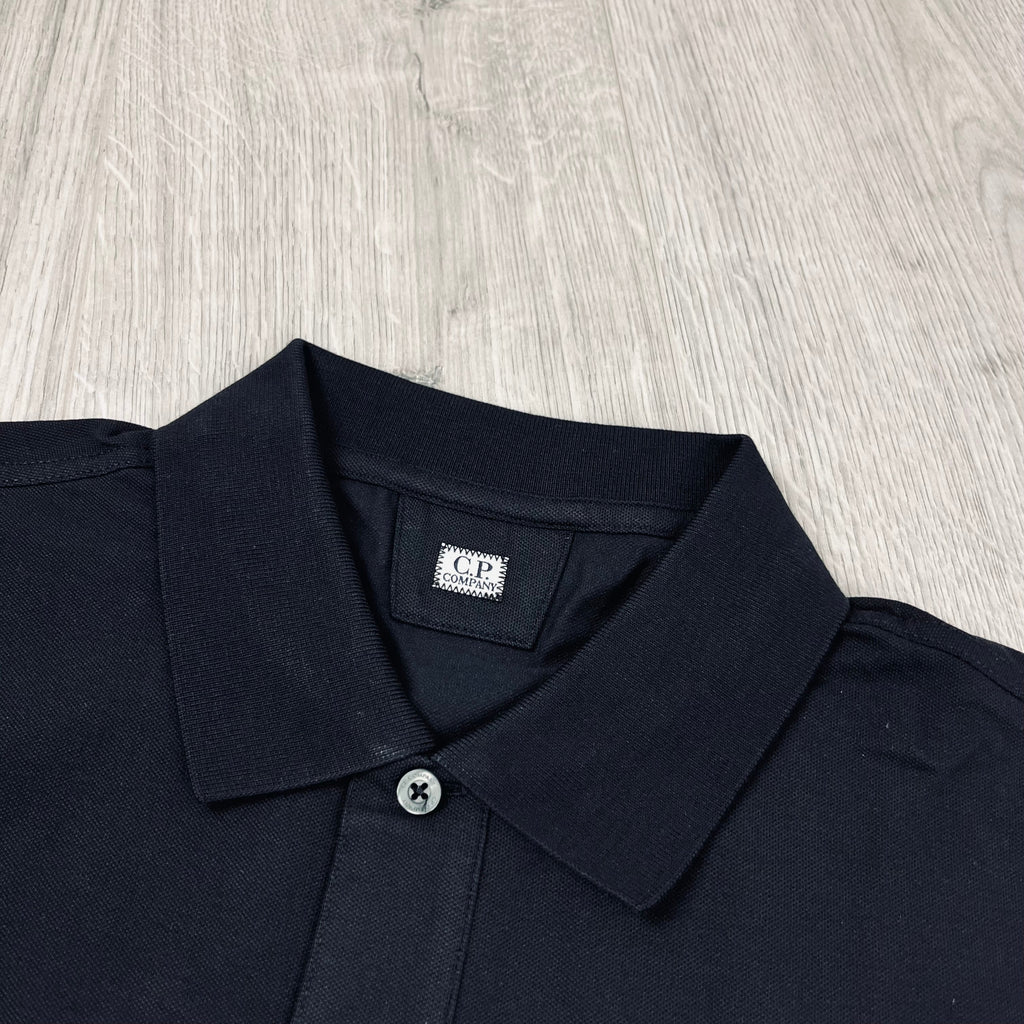 CP Company Piquet Polo Shirt - Black -Usfansport