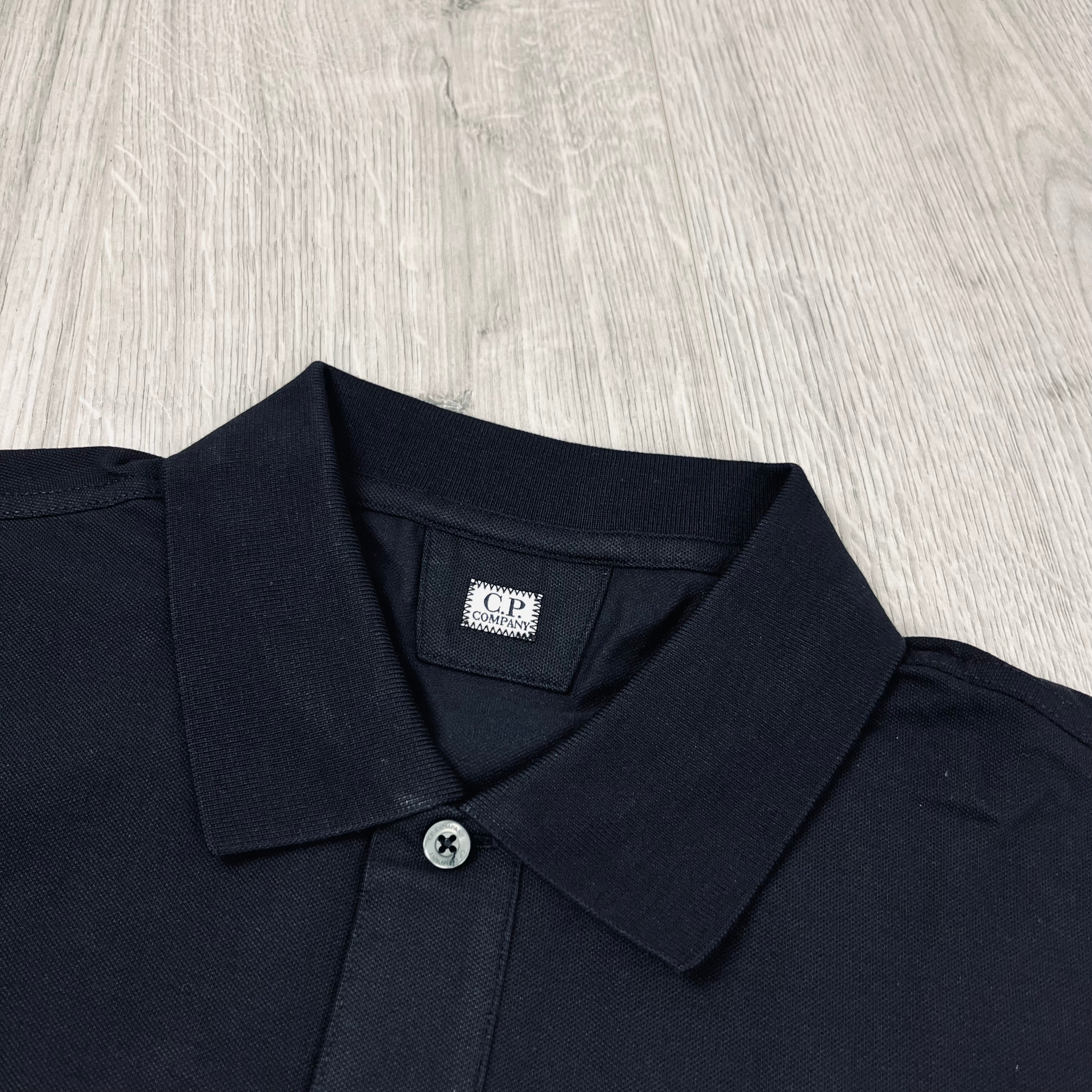 CP Company Piquet Polo Shirt - Black -Usfansport