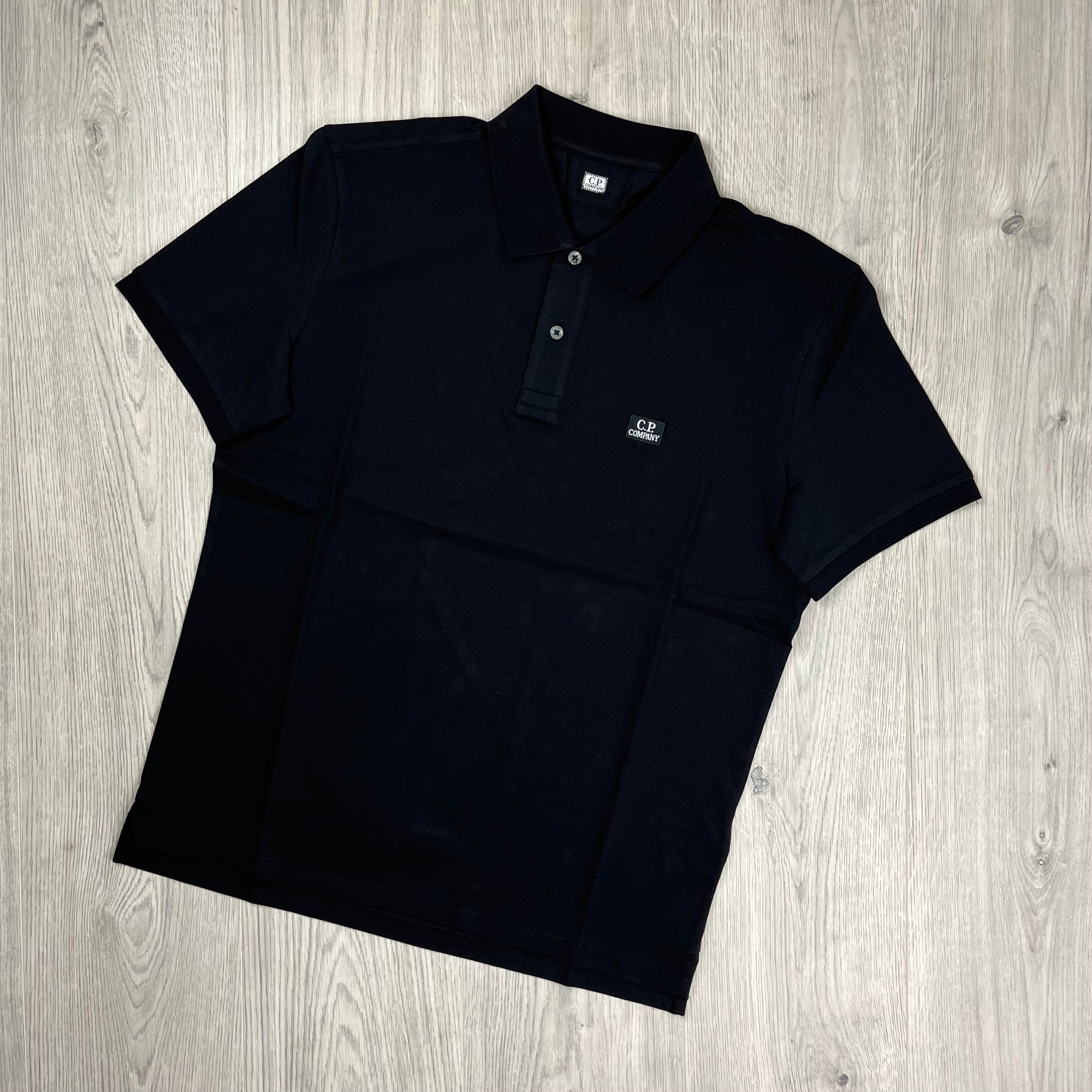 CP Company Piquet Polo Shirt - Black -Usfansport