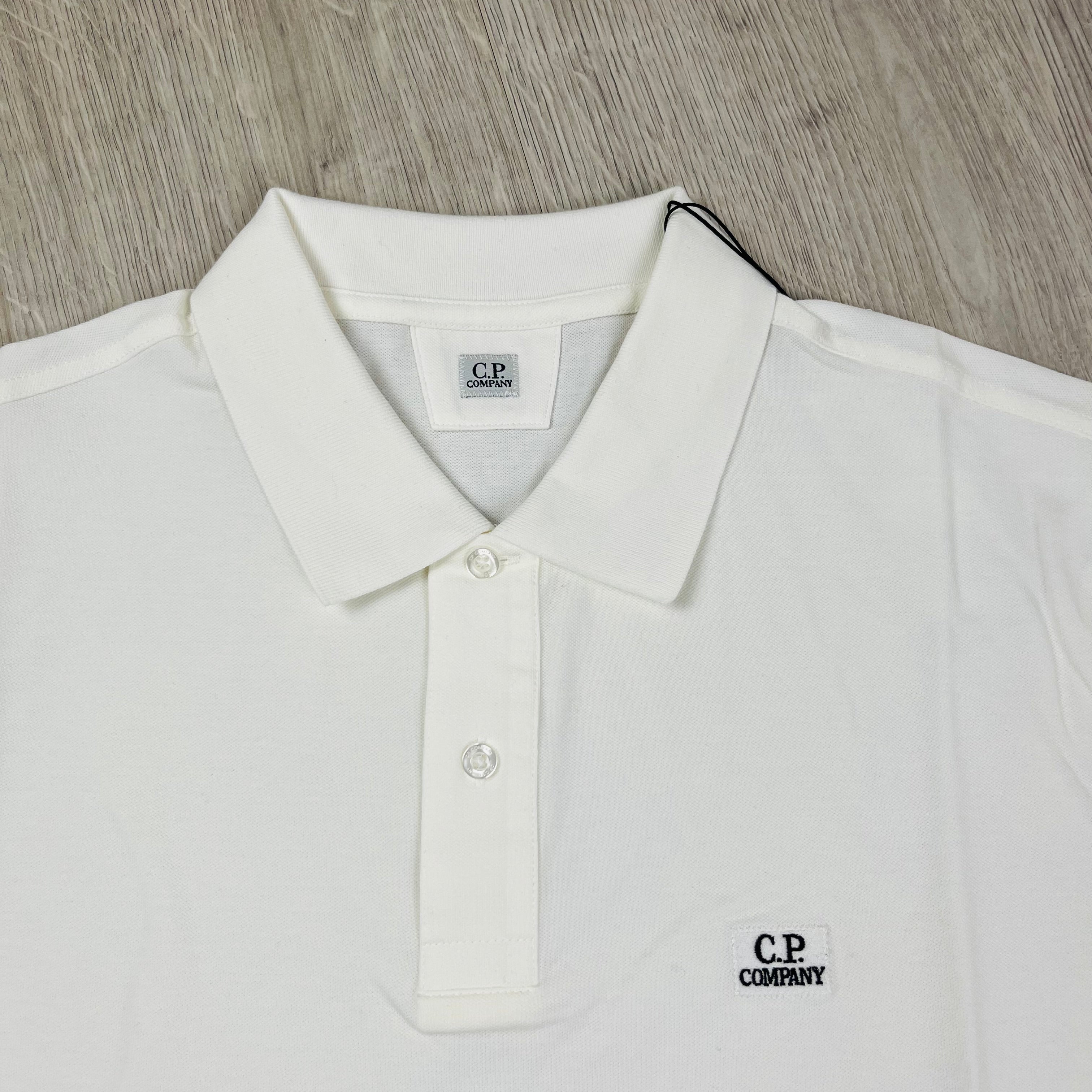 CP Company Piquet Polo Shirt - White -Usfansport