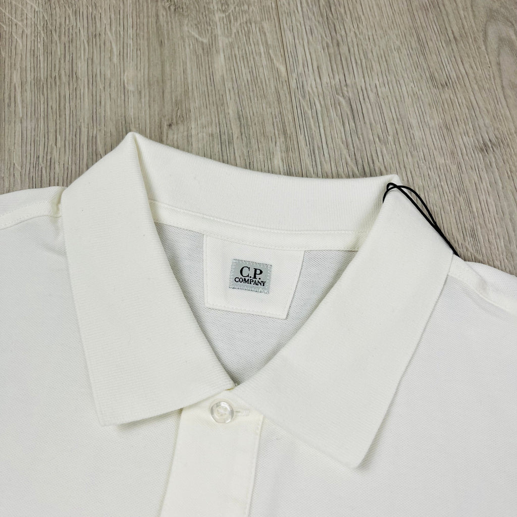CP Company Piquet Polo Shirt - White -Usfansport