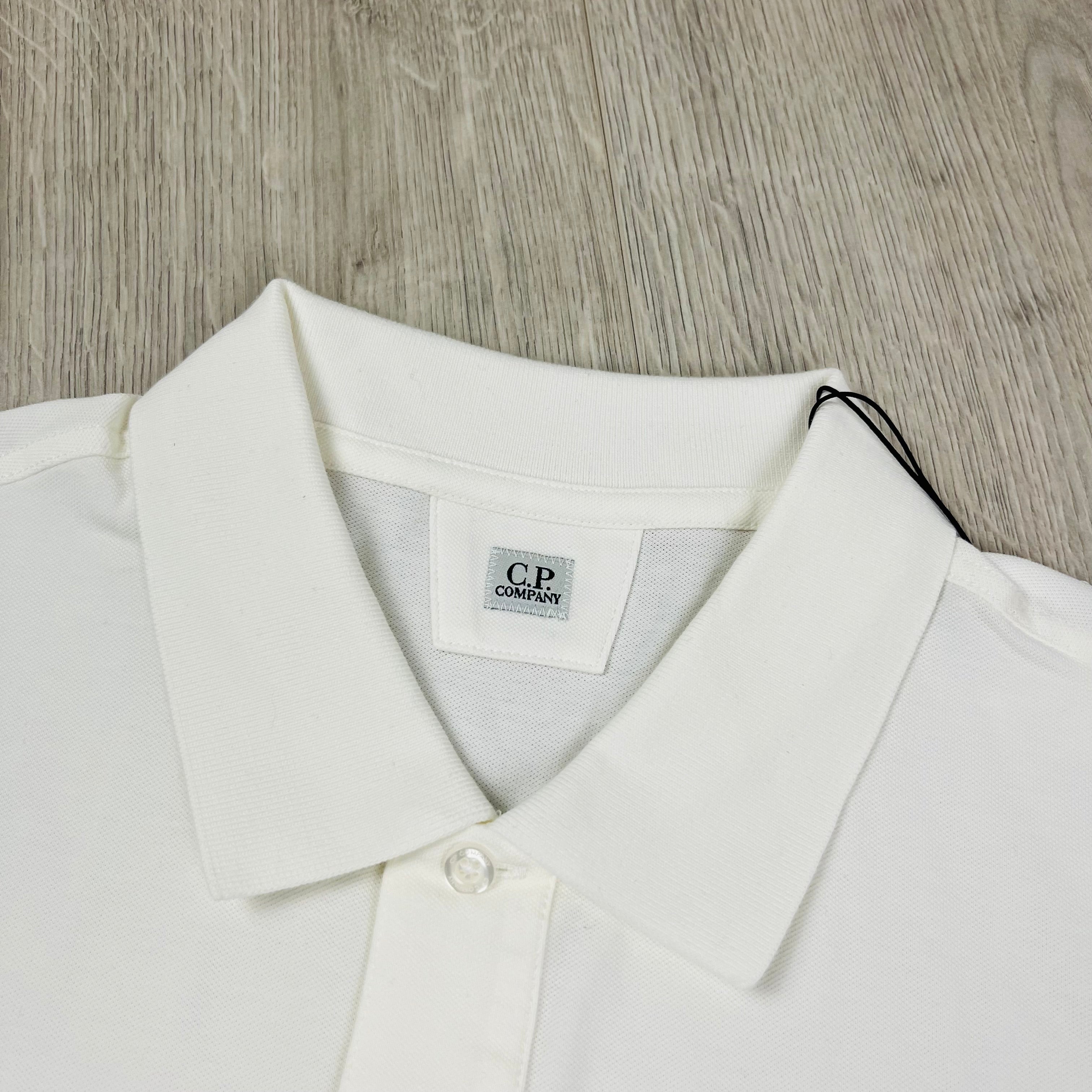 CP Company Piquet Polo Shirt - White -Usfansport