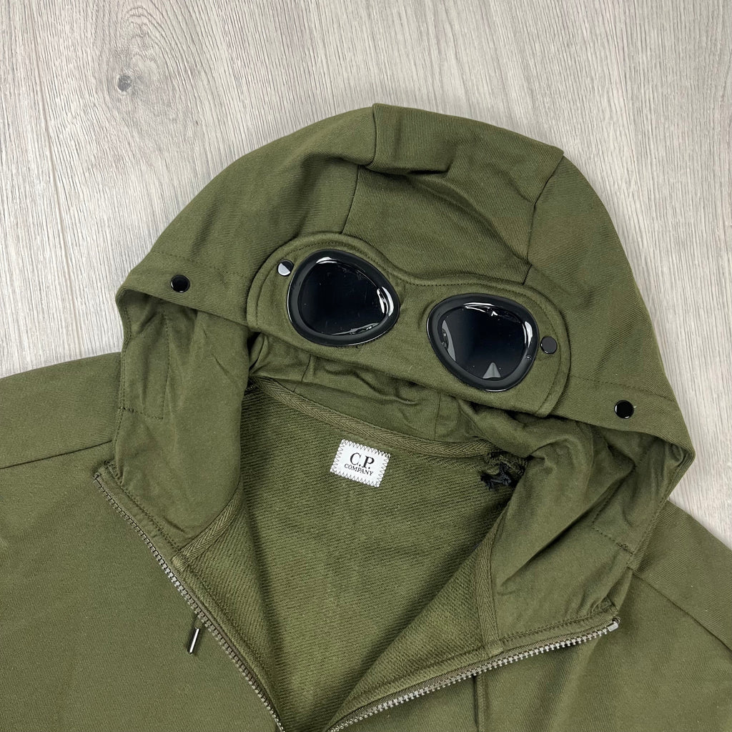 CP Company Raised Fleece Goggle Hoodie - Ivy Green -Usfansport