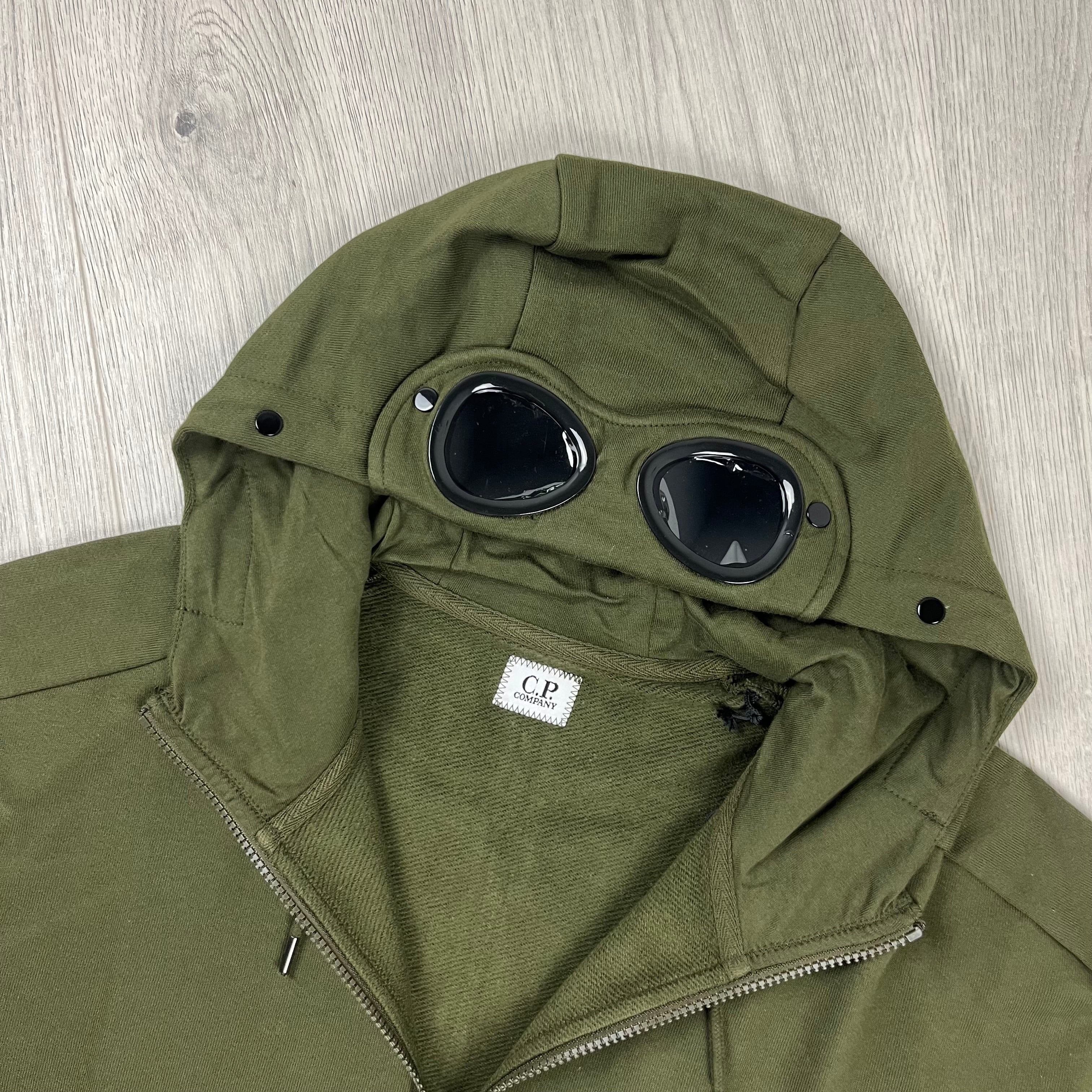 CP Company Raised Fleece Goggle Hoodie - Ivy Green -Usfansport
