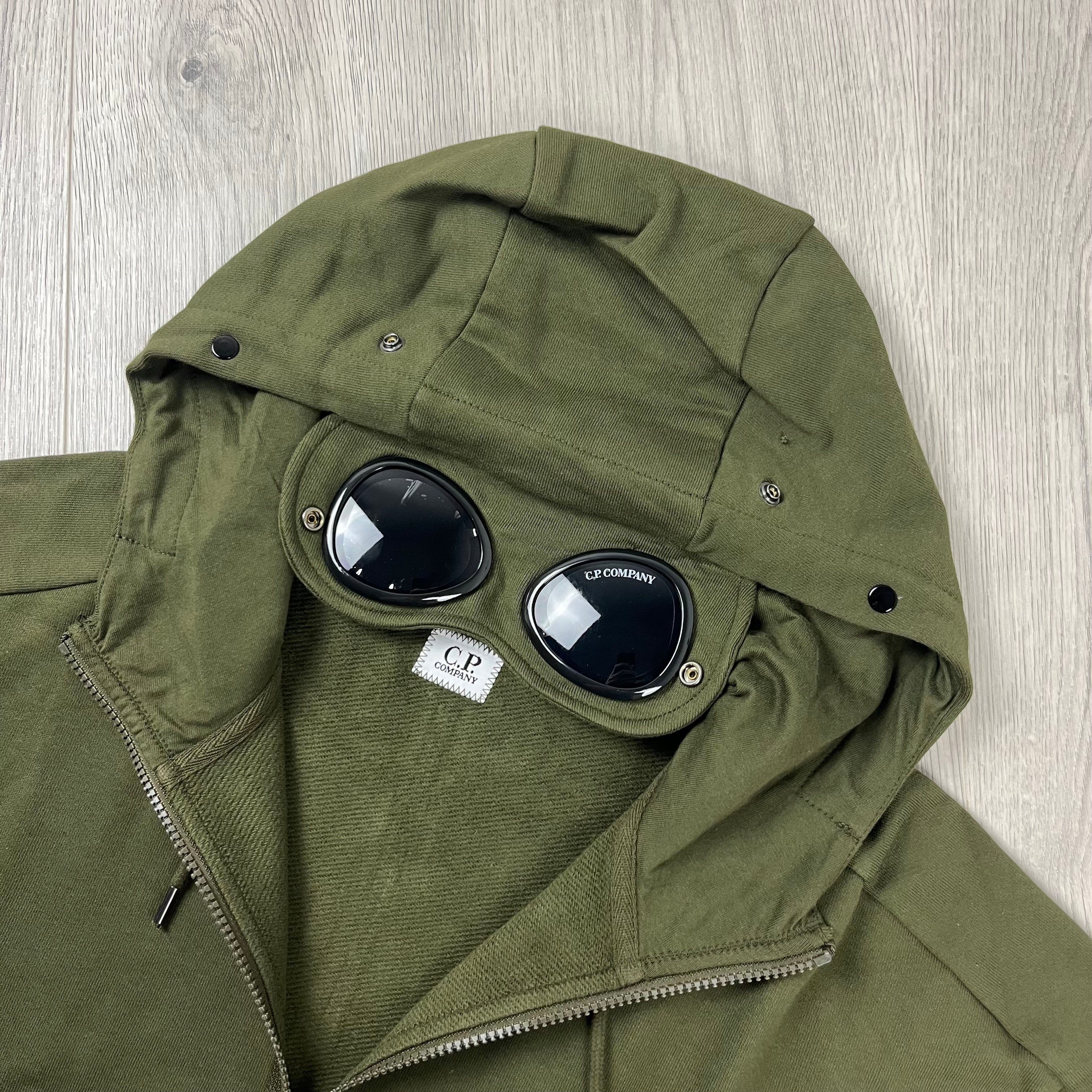 CP Company Raised Fleece Goggle Hoodie - Ivy Green -Usfansport