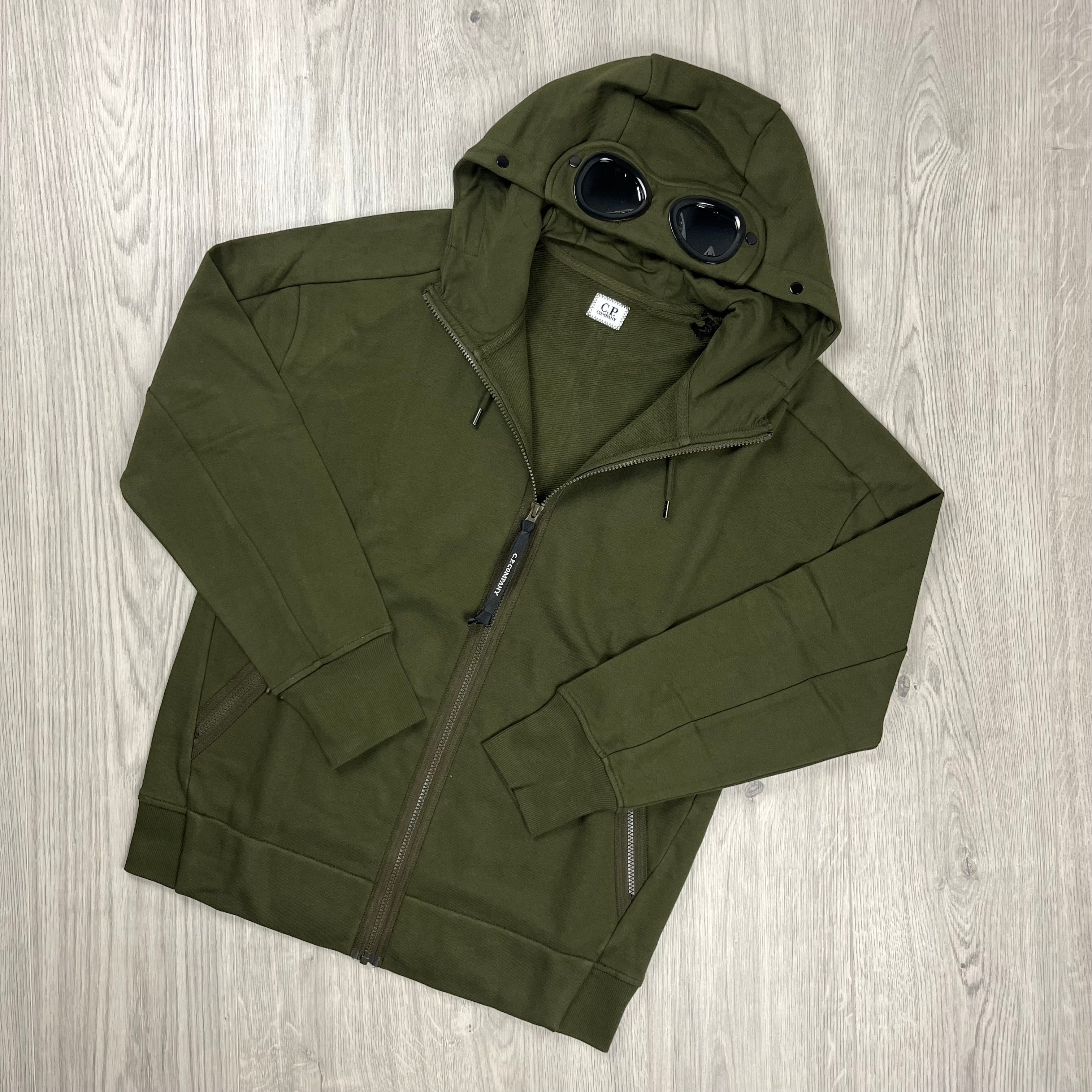 CP Company Raised Fleece Goggle Hoodie - Ivy Green -Usfansport