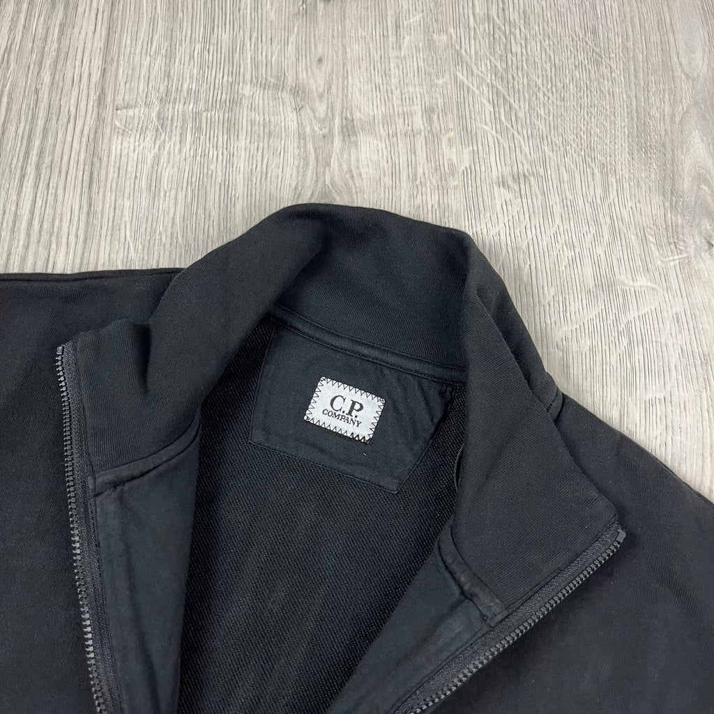 CP Company Raised Fleece Zip Sweatshirt - Black -Usfansport