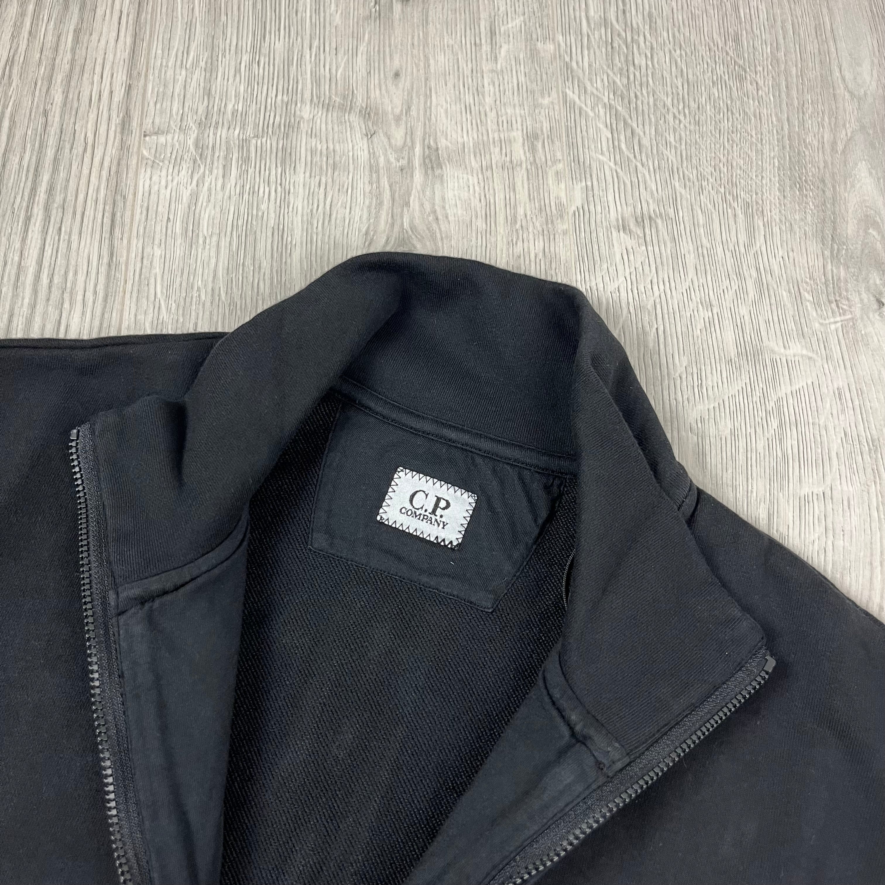 CP Company Raised Fleece Zip Sweatshirt - Black -Usfansport