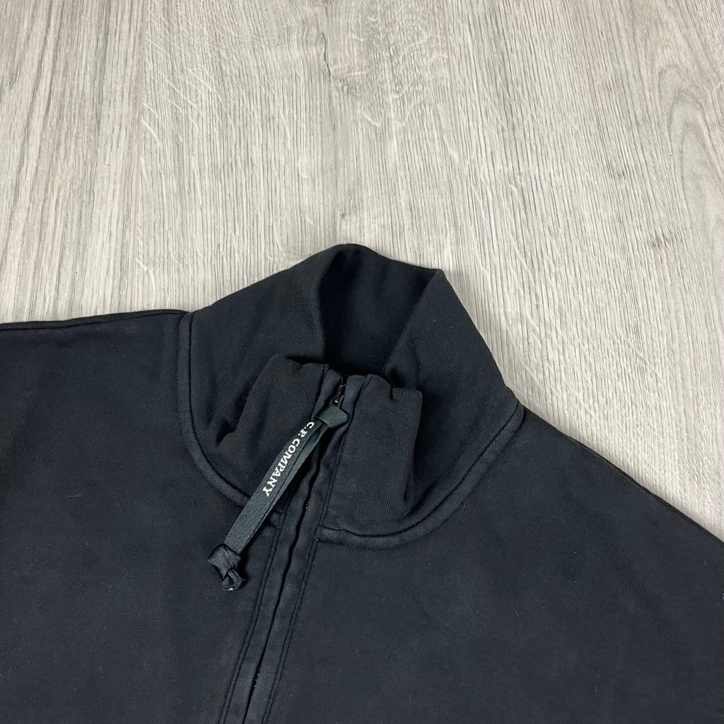 CP Company Raised Fleece Zip Sweatshirt - Black -Usfansport