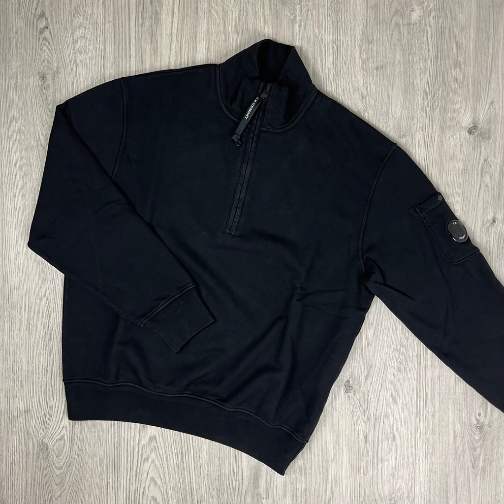 CP Company Raised Fleece Zip Sweatshirt - Black -Usfansport