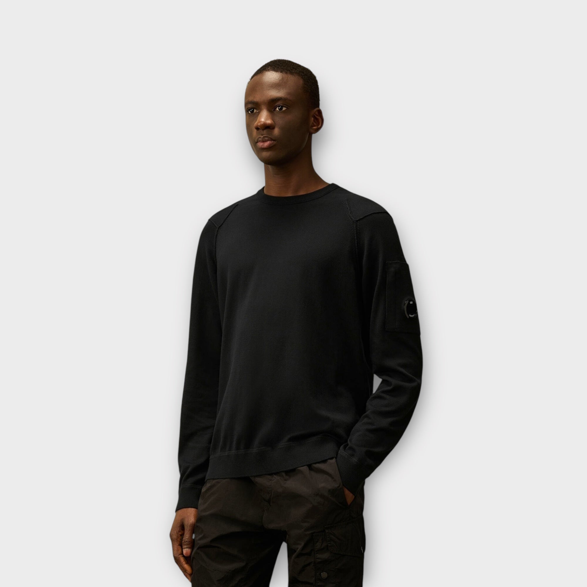 C.P. Company Sea Island Crewneck Lens Strik I 999 Sort