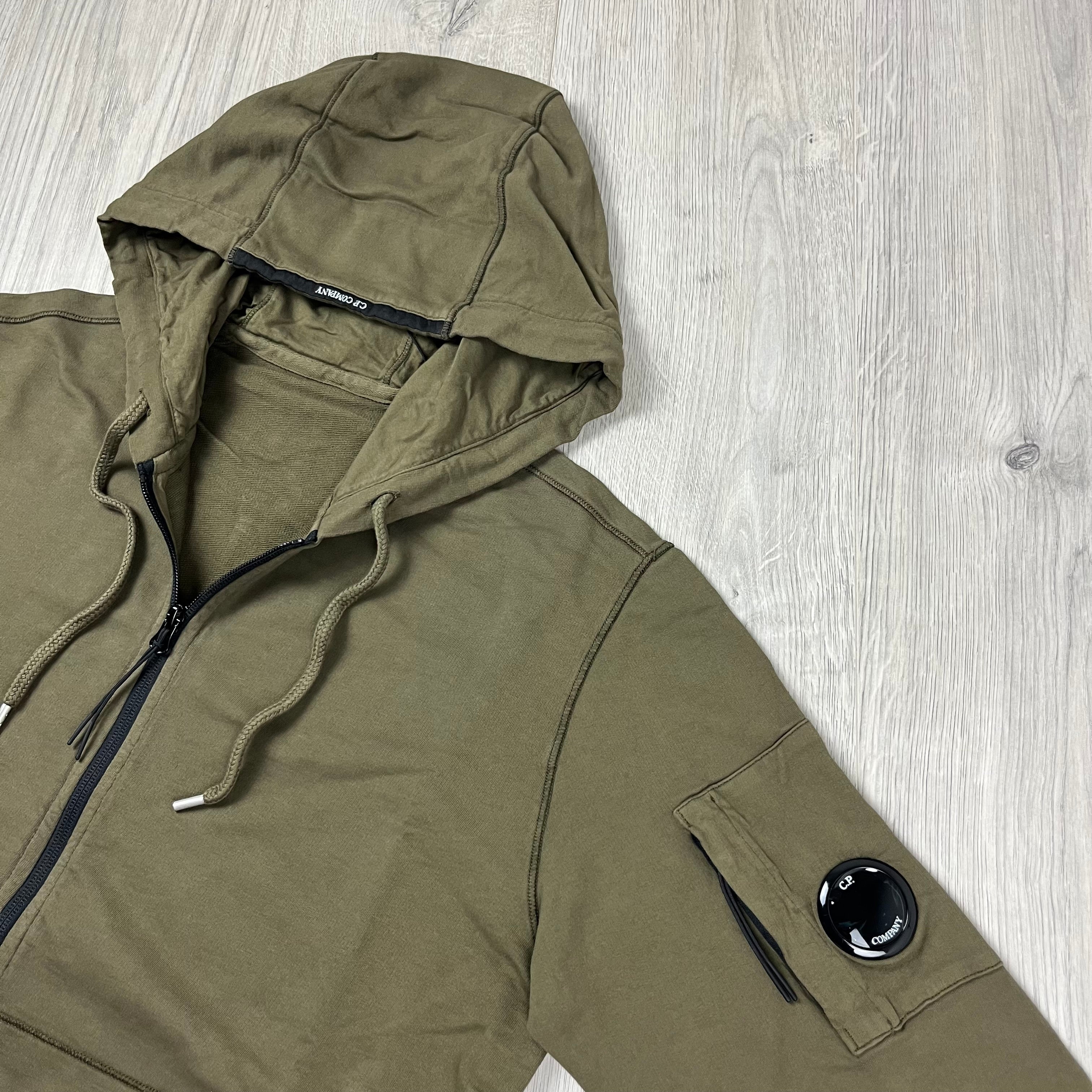 CP Company Light Fleece Zip Hoodie - Ivy Green -Usfansport