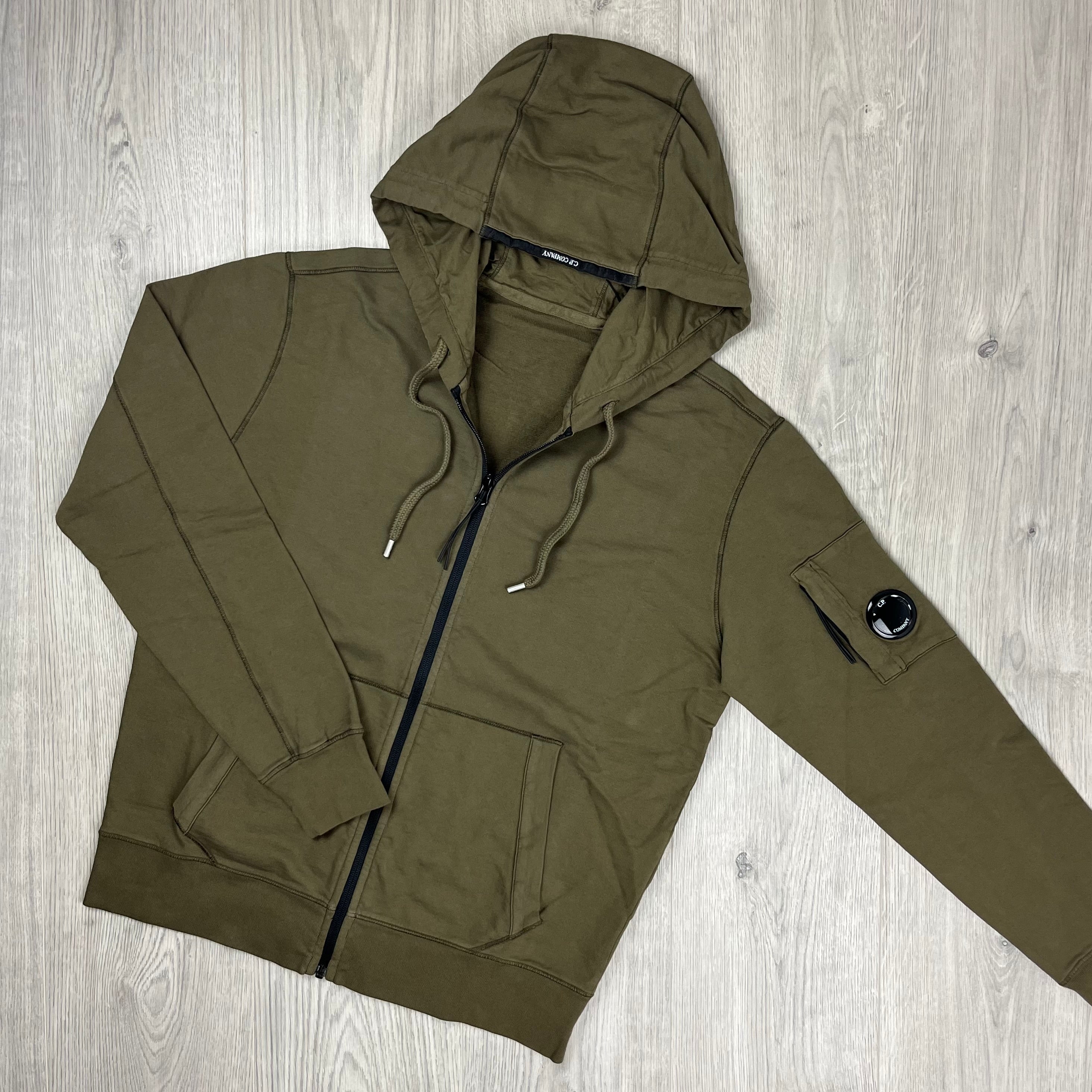CP Company Light Fleece Zip Hoodie - Ivy Green -Usfansport