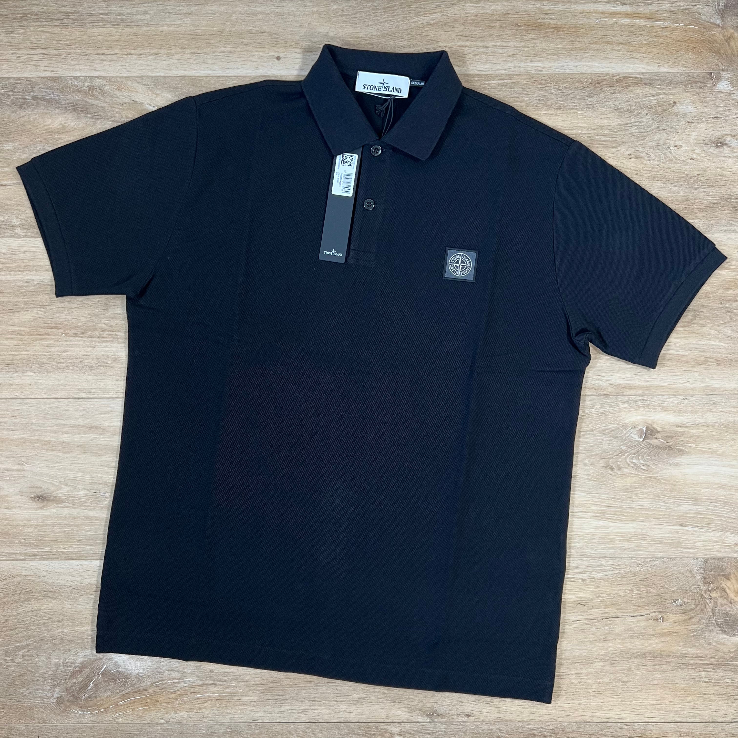 Stone Island Organic Cotton Pique Regular Fit Polo Shirt in Black -Usfansport