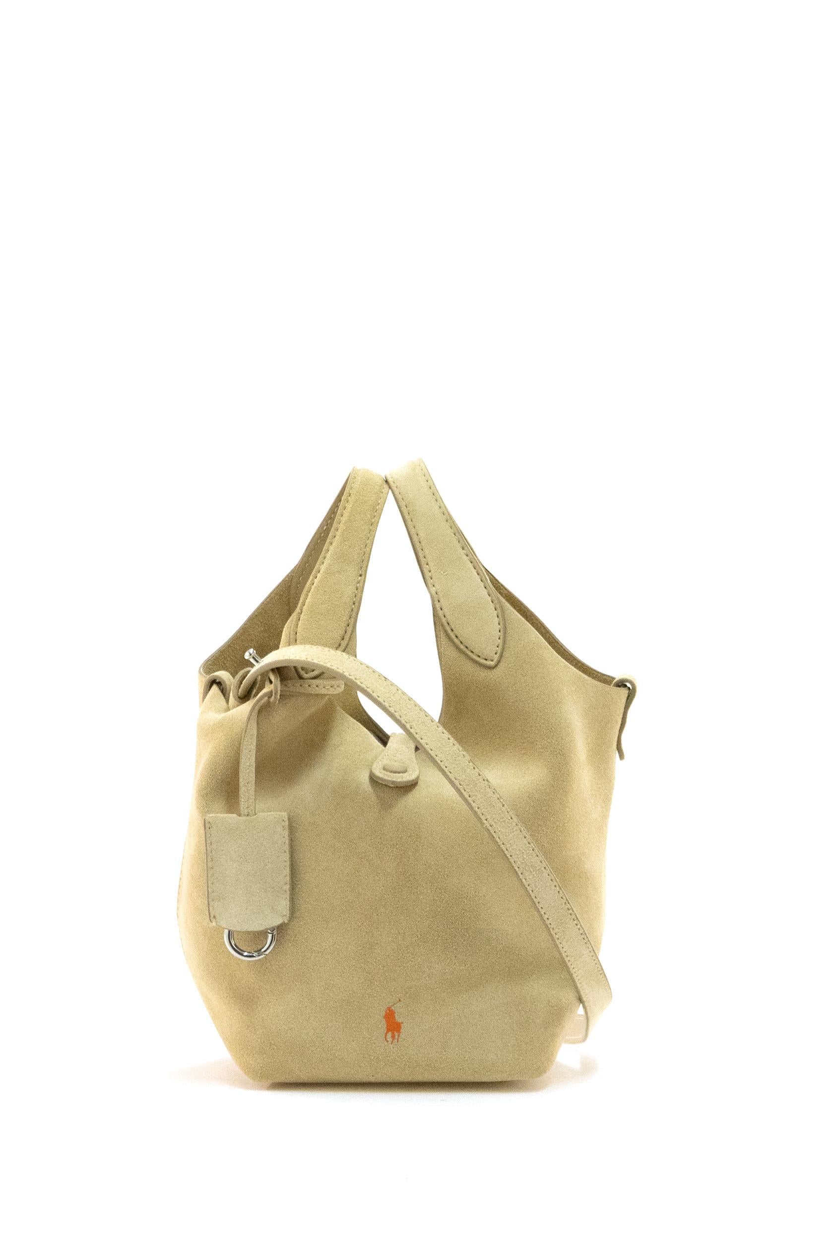 Borsa Tote Polo Play piccola in suede color beige
