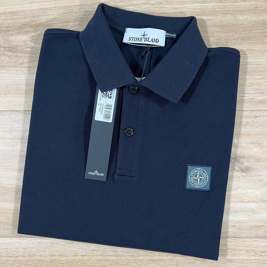 Stone Island Organic Cotton Pique Regular Fit Polo Shirt in Navy -Usfansport