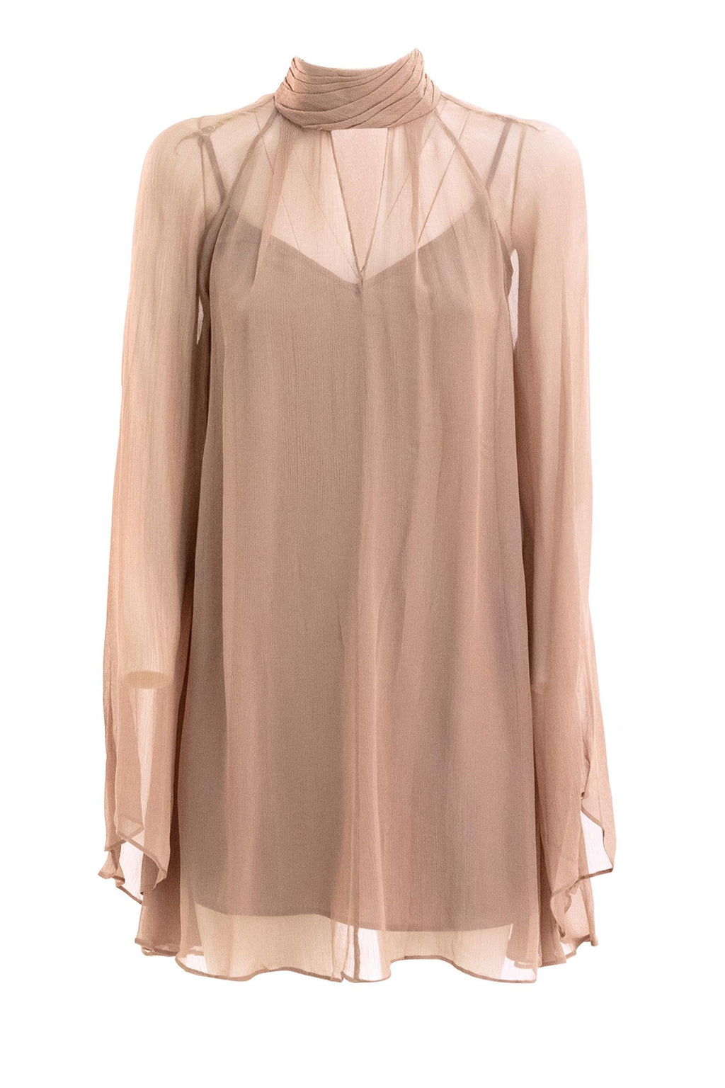 Abito Esther in chiffon trasparente color beige