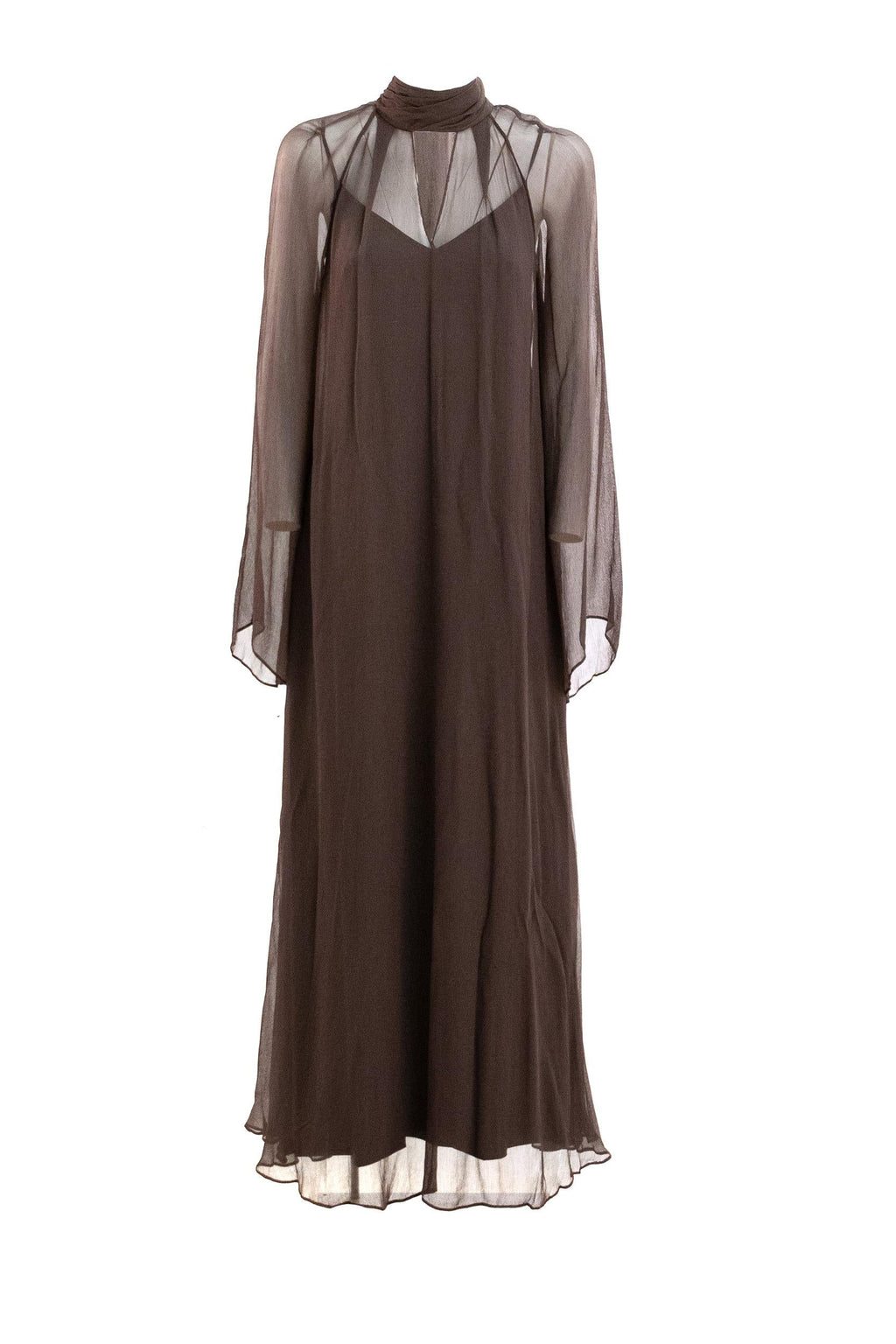 Abito in chiffon di colore marrone