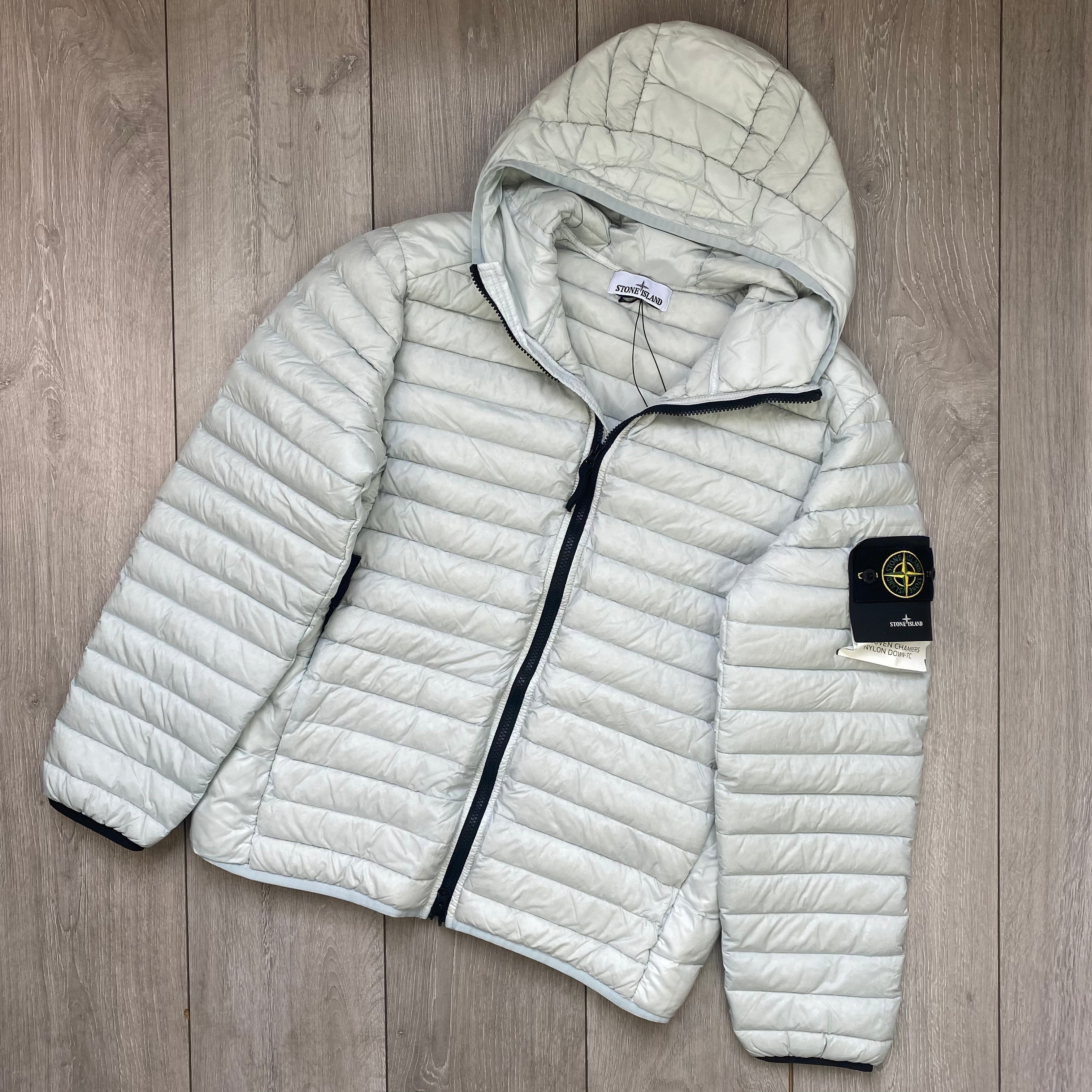 Stone Island Woven Down Jacket - Pearl Grey -Usfansport