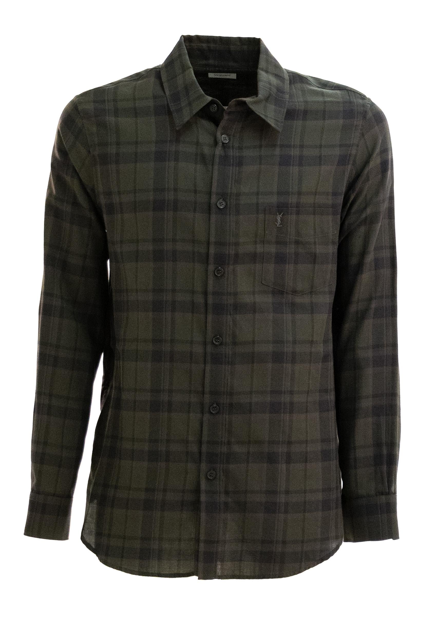 Camicia in cotone a quadri di colore verde