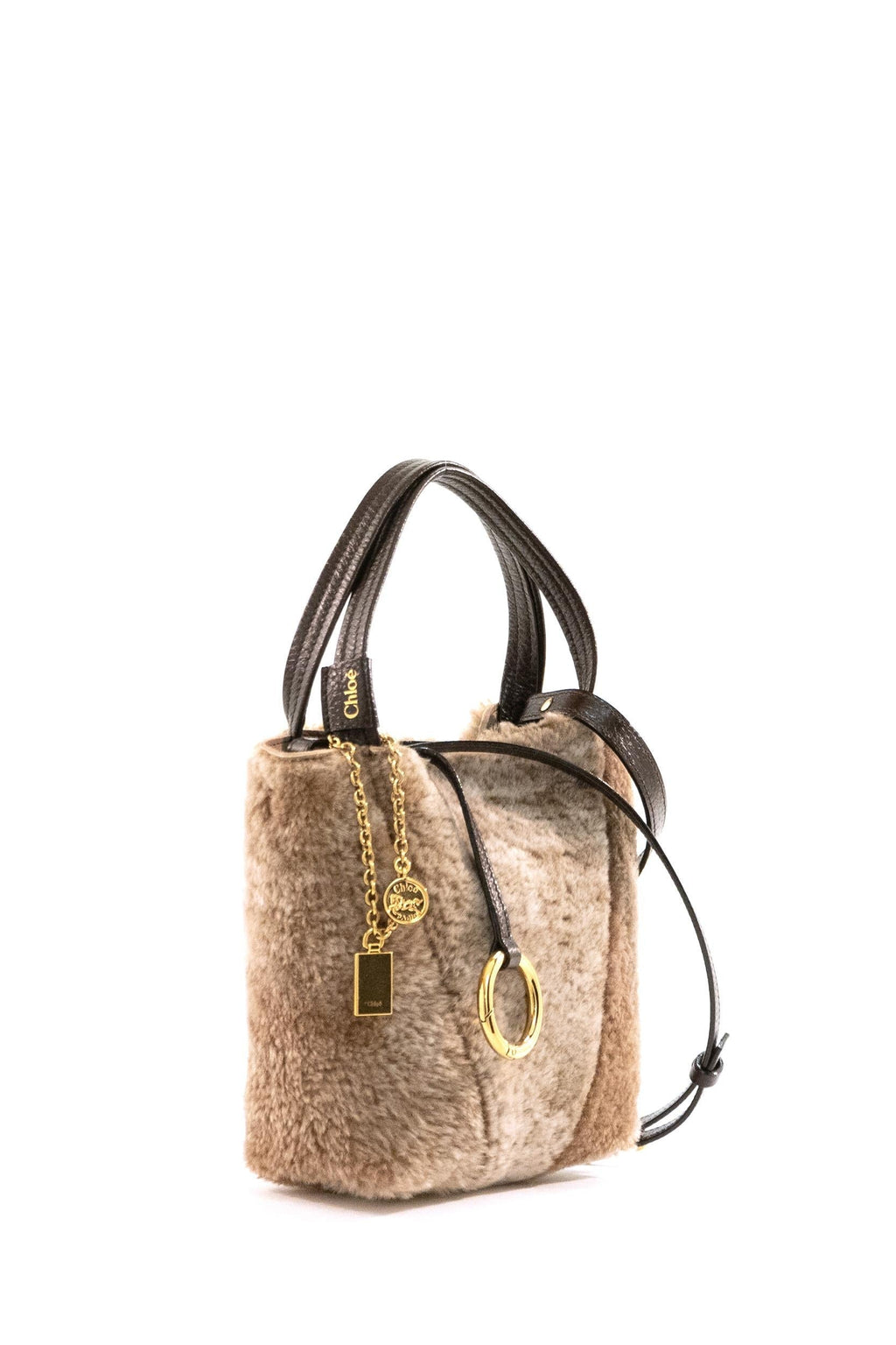Borsa Spin in shearling color grigio