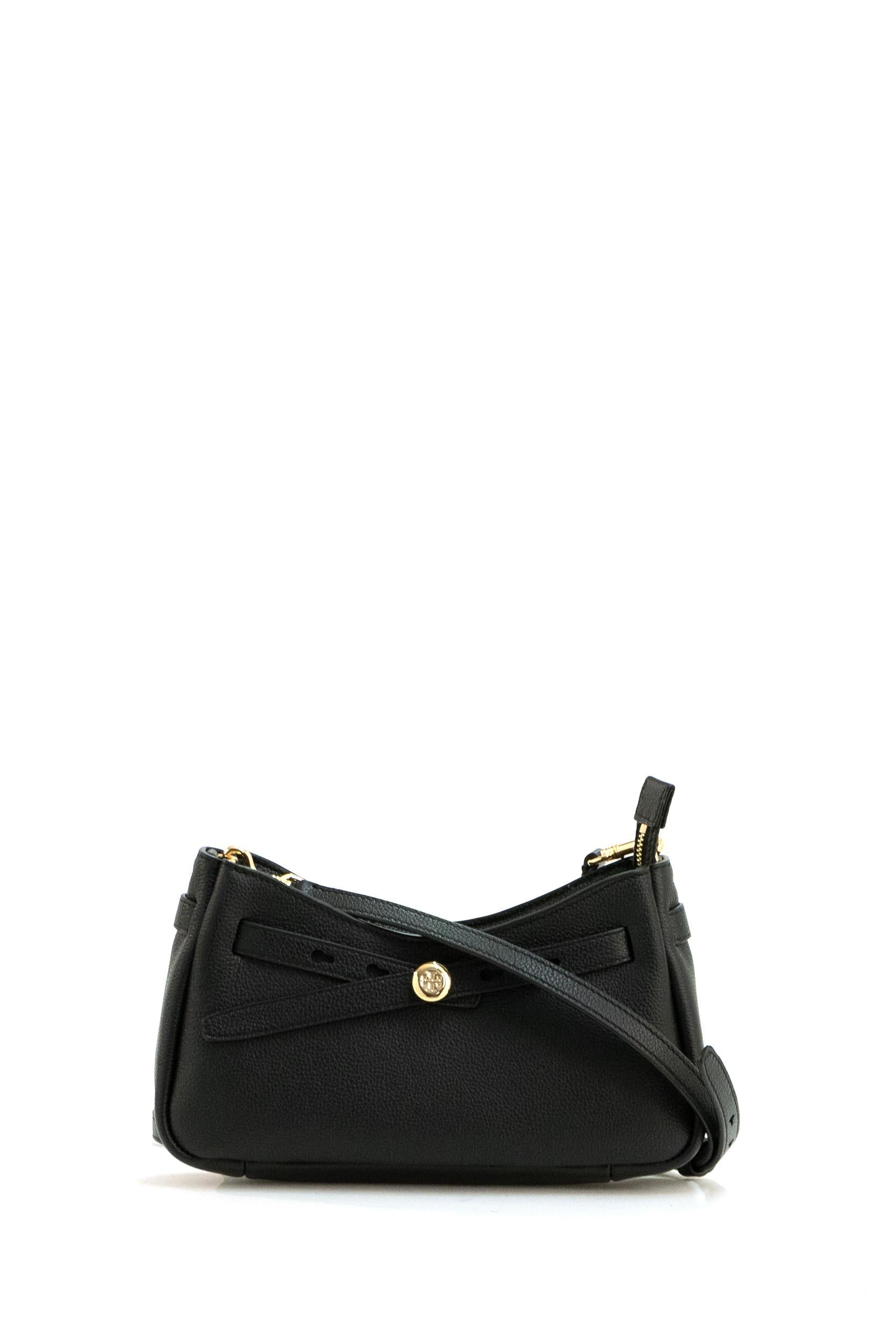 Borsa Romy Top in pelle martellata di colore nero