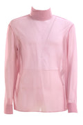 Camicia in chiffon di seta stretch color rosa