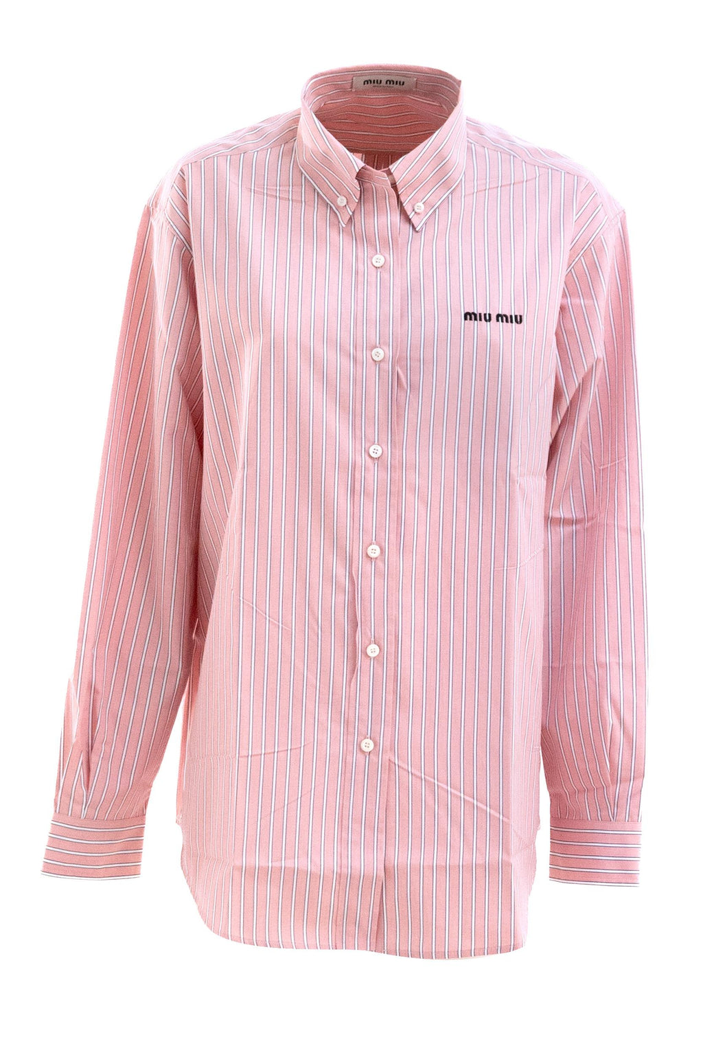Camicia in cotone a righe di colore rosa e bianco