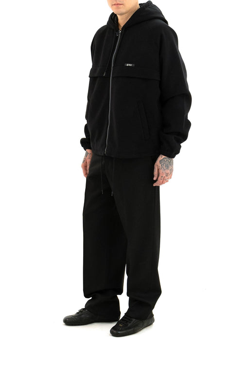 Blouson in pile e Re-Nylon di colore nero