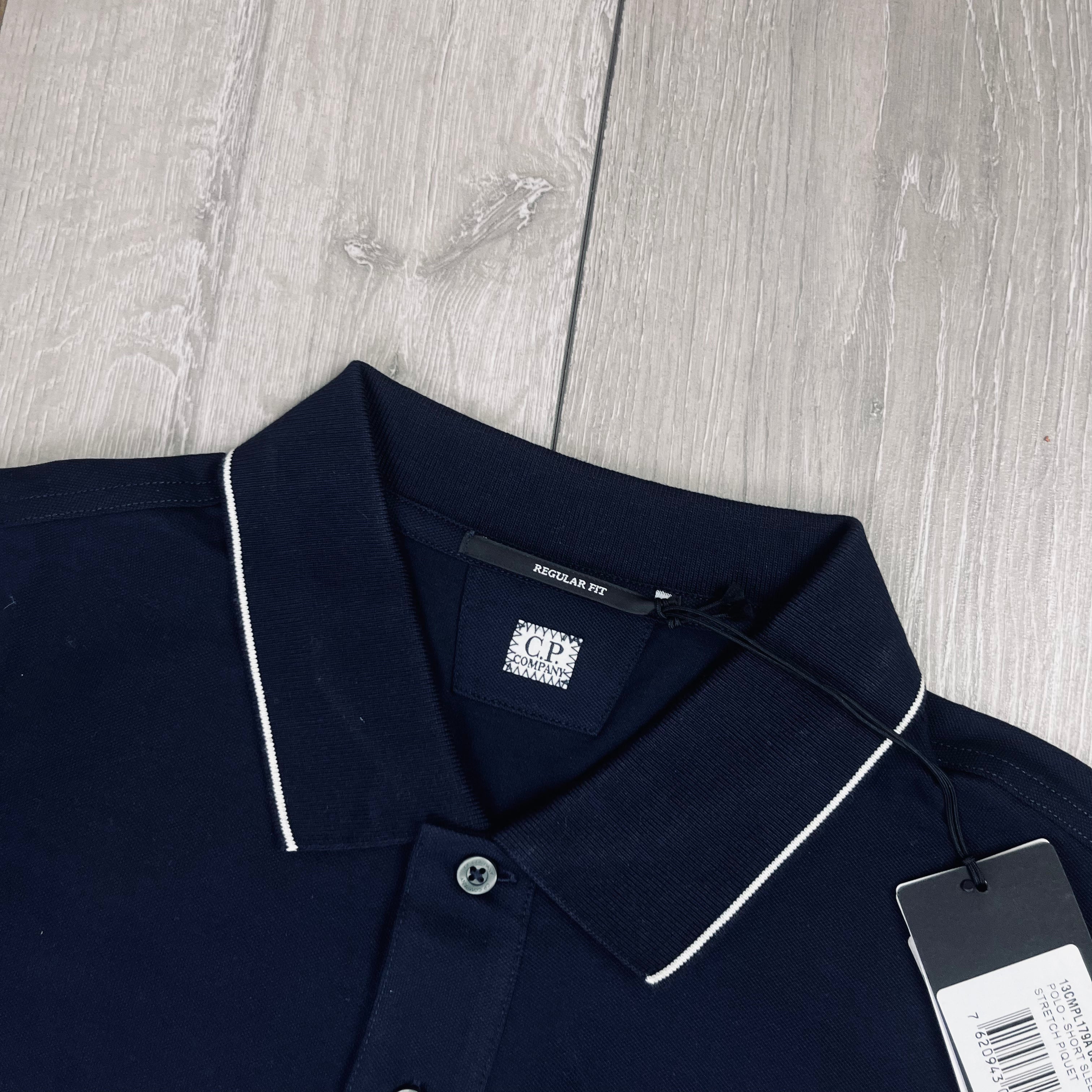 CP Company Piquet Polo Shirt - Navy -Usfansport