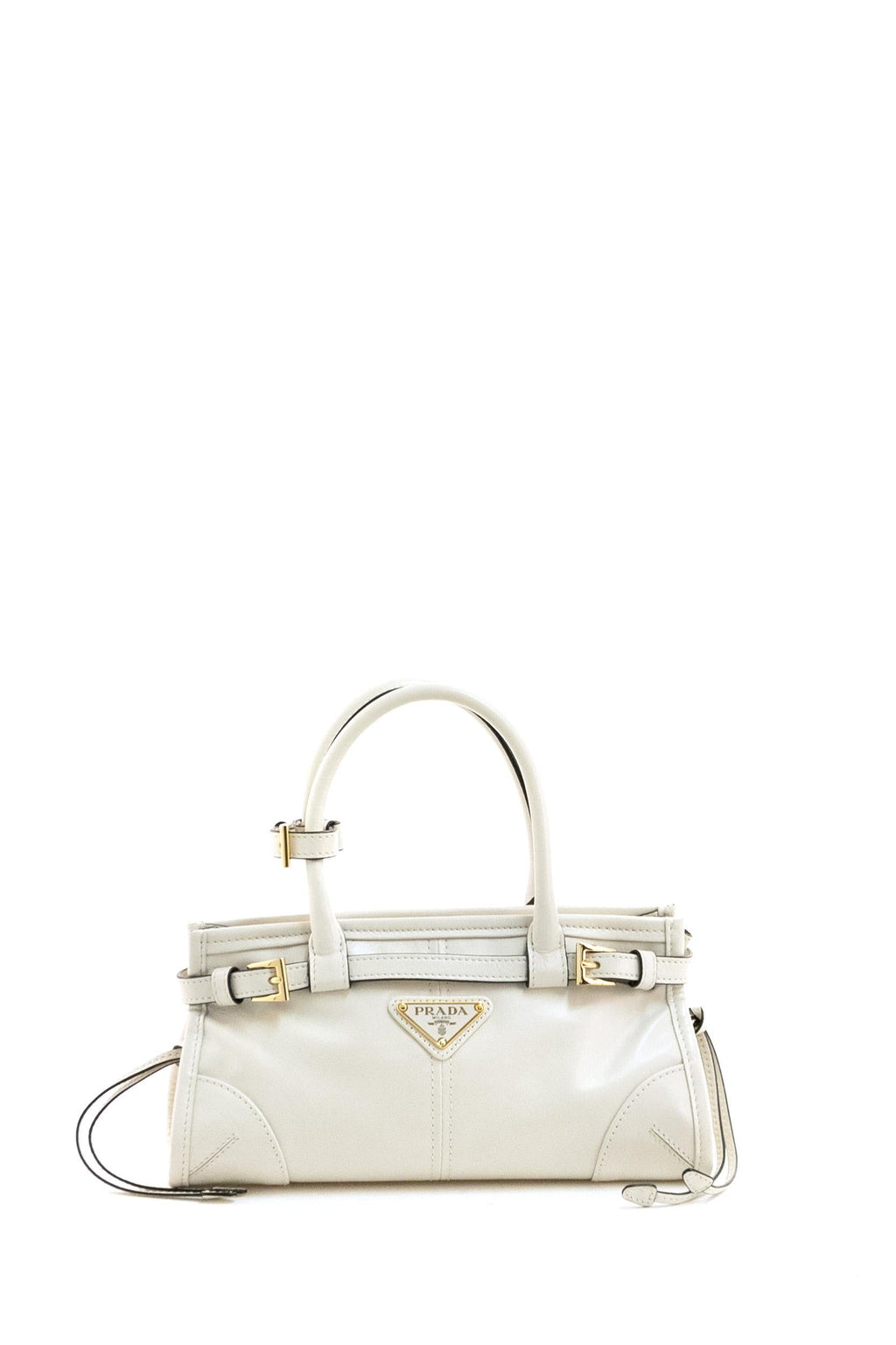 Borsa Prada Bonnie mini in pelle di colore bianco