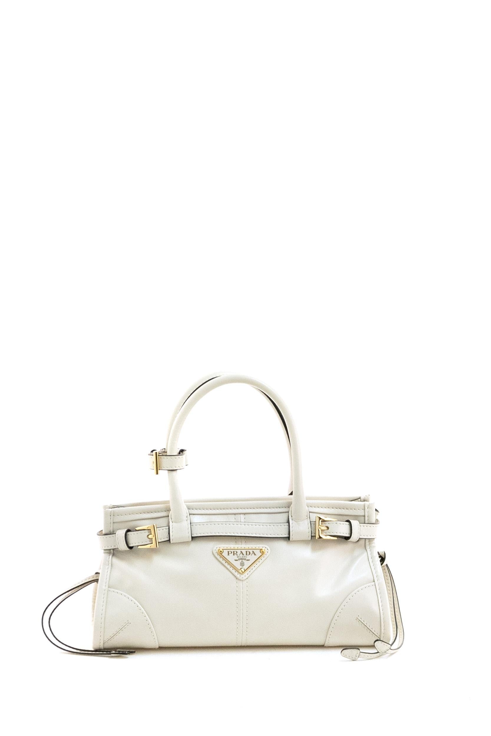 Borsa Prada Bonnie mini in pelle di colore bianco