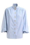 Blusa Utility a Righe Cotone Azzurro