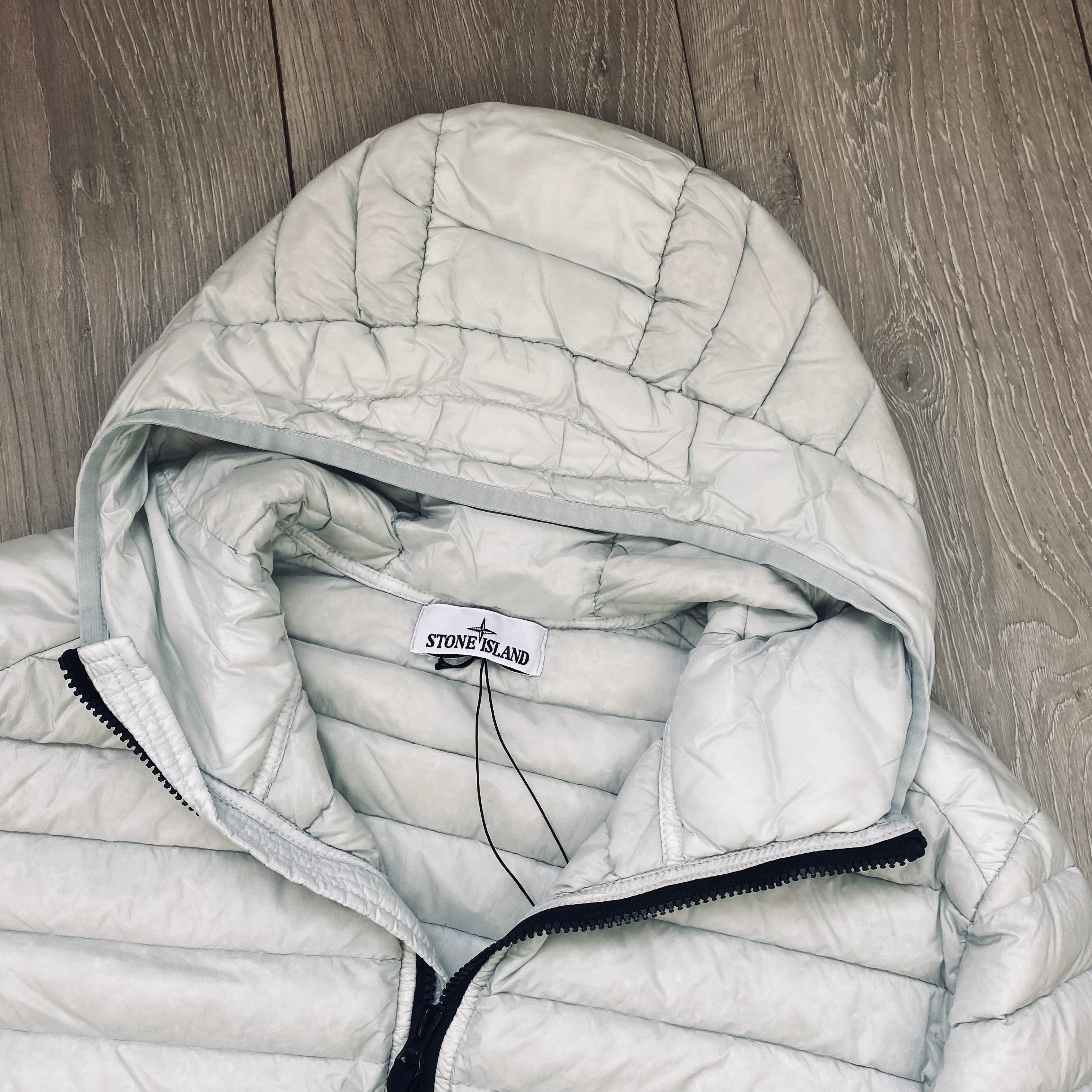 Stone Island Woven Down Jacket - Pearl Grey -Usfansport