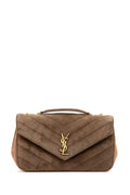 Borsa Loulou Media in suede matelassé color marrone