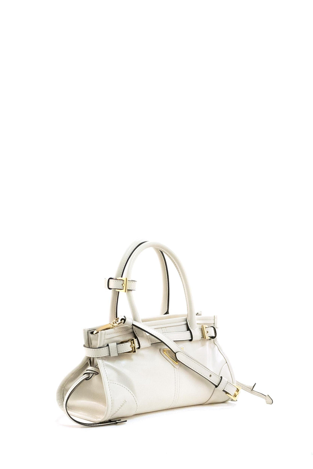 Borsa Prada Bonnie mini in pelle di colore bianco
