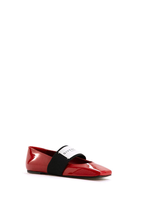 Ballerine Sliced Square in pelle verniciata di colore rosso