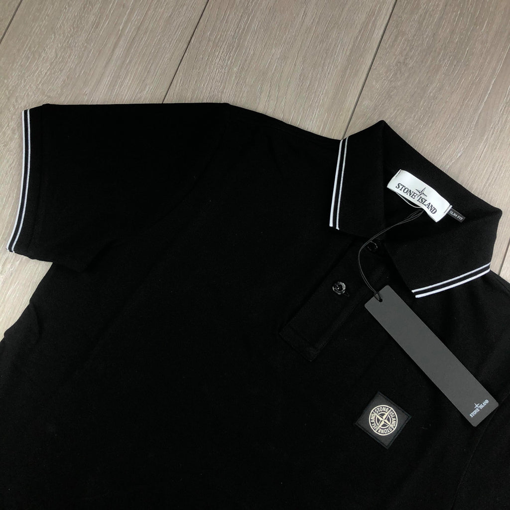 Stone Island Patch Polo Shirt - Black -Usfansport