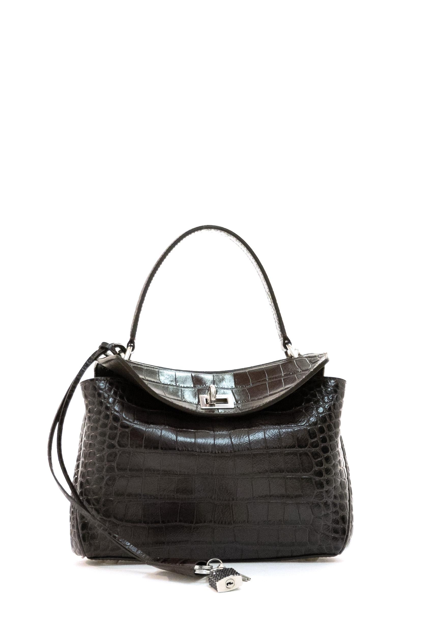Borsa Rodeo in pelle stampa cocco color marrone