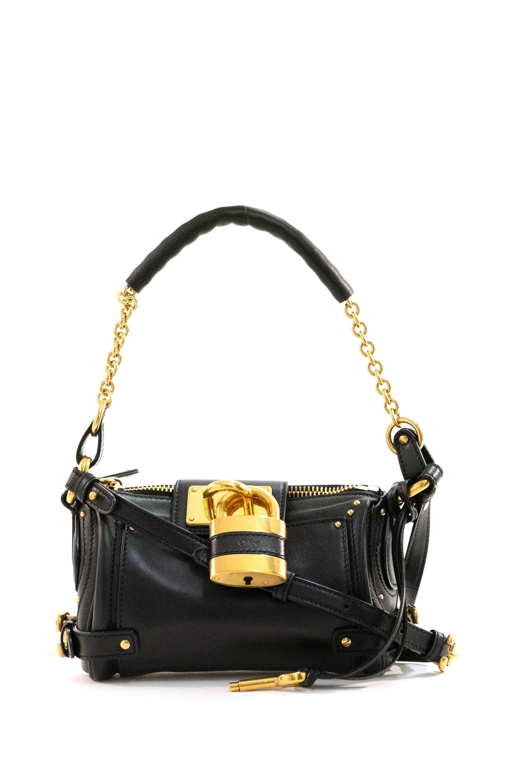 Borsa Paddington small in pelle granata color nero