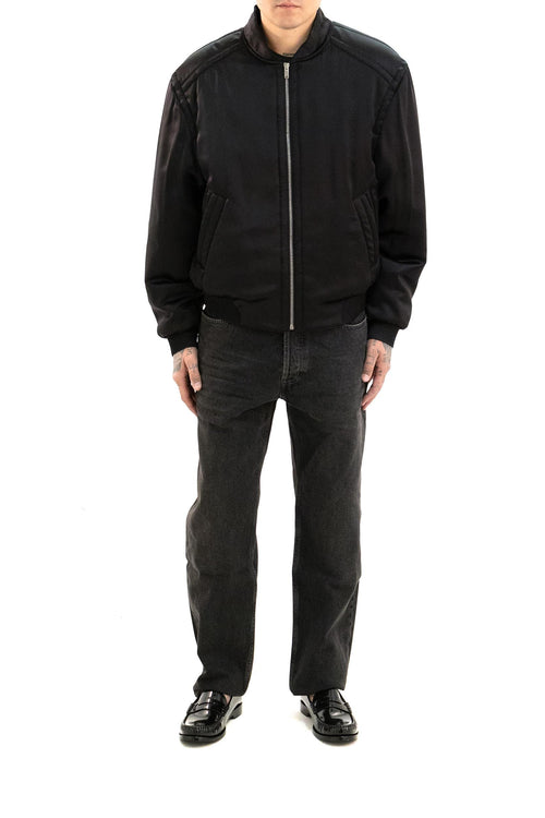 Bomber in satin di colore nero